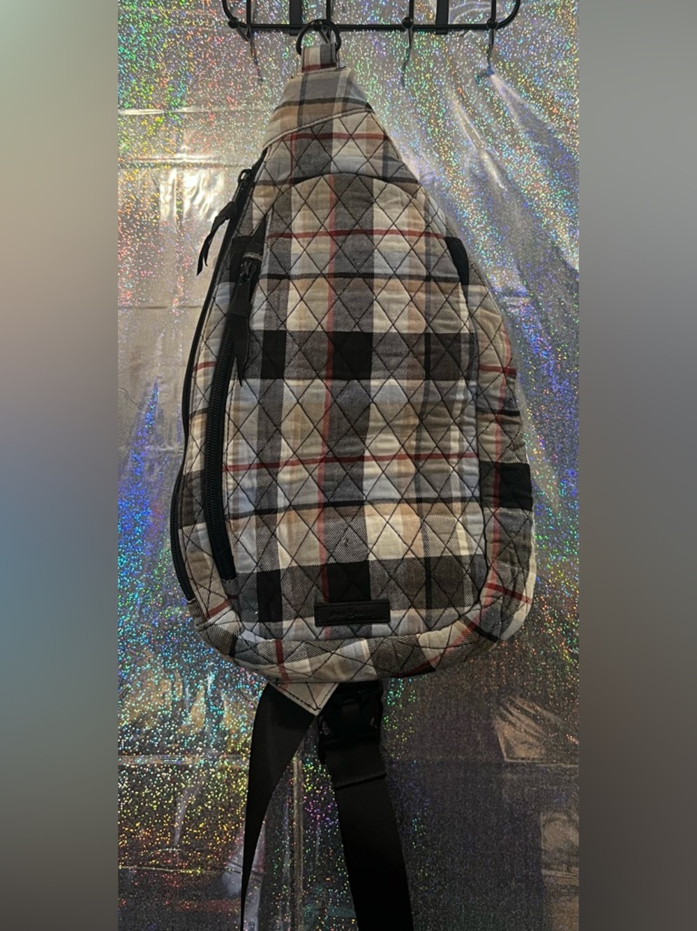 Vera Bradley Plaid Sling Backpack | Crossbody Bag | Quilted Travel Bag